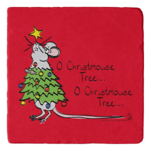 Christmas Mouse Cute Funny Holiday Trivet