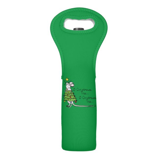 Christmas Mouse Cute Funny Holiday Wine Bag (Front)