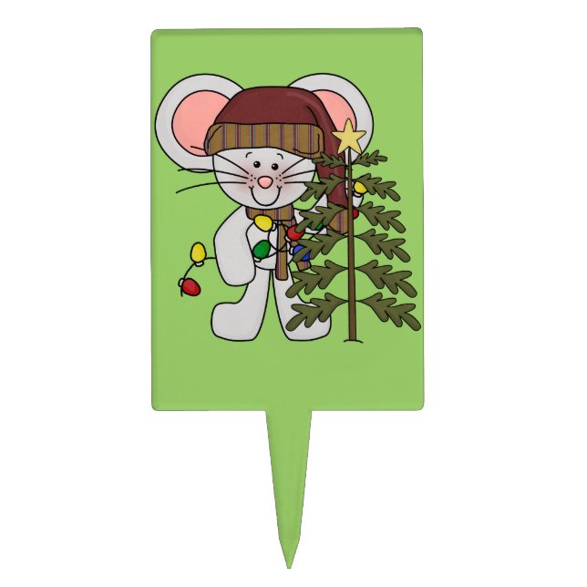 Christmas Mouse Decorating Tree Cake Topper (Front)