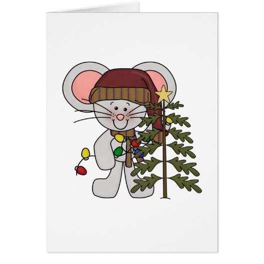 Christmas Mouse Decorating Tree Cards (Front)