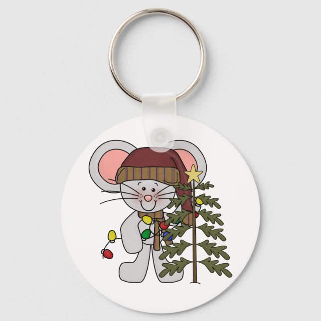 Christmas Mouse Decorating Tree Keychain (Front)