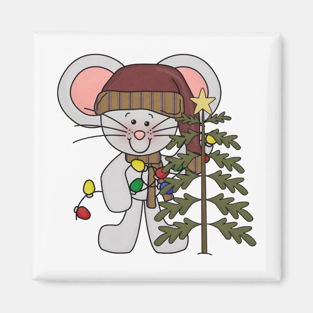 Christmas Mouse Decorating Tree Magnet (Front)