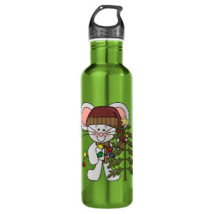 Christmas Mouse Decorating Tree Water Bottle