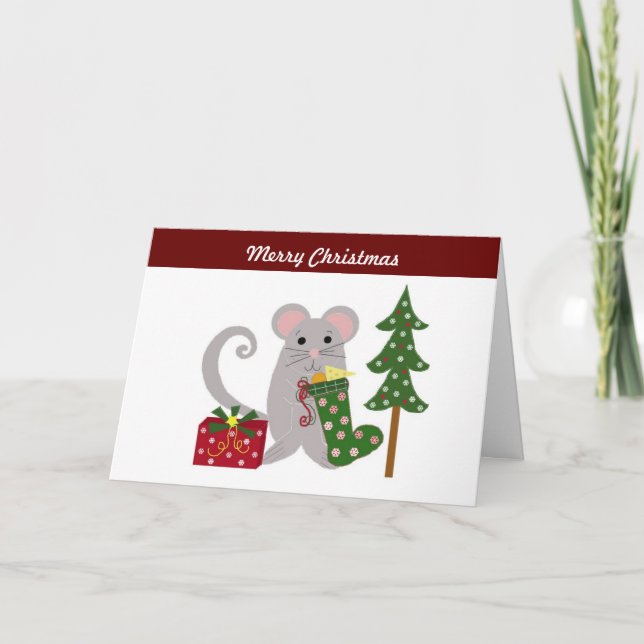 Christmas Mouse Greeting Holiday Card (Front)