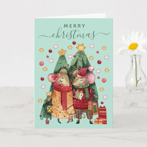 Christmas Mouse Holiday Greeting Card