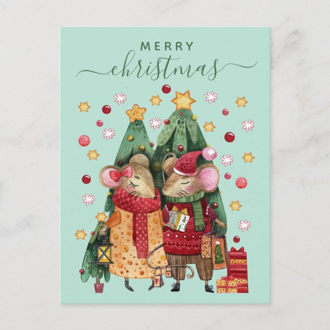 Christmas Mouse Holiday Postcard (Front)