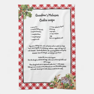 Christmas Mouse Holy Recipe Keepsake Red Plaid  Kitchen Towel