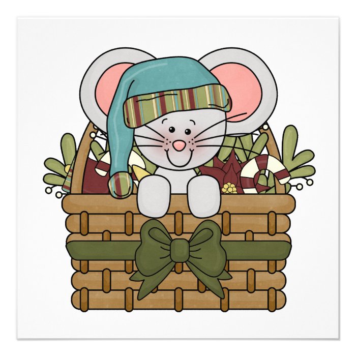 Christmas Mouse in Basket Custom Invitation