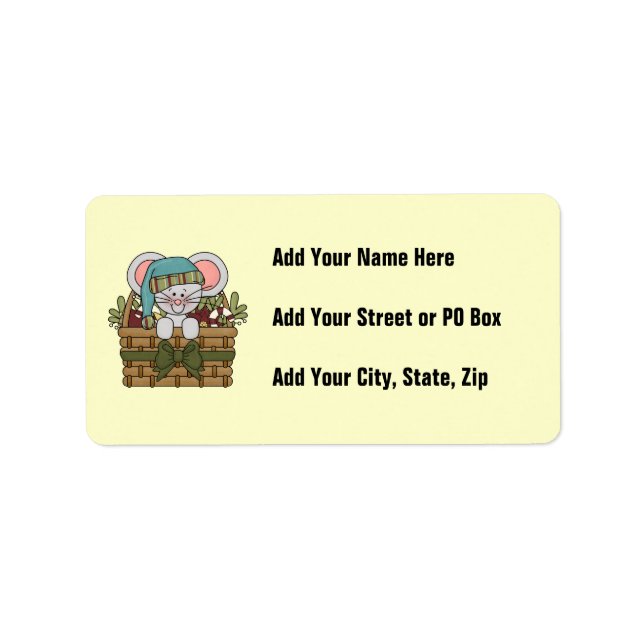 Christmas Mouse in Basket Label (Front)