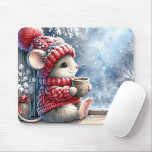 Christmas Mouse In Window Mouse Pad