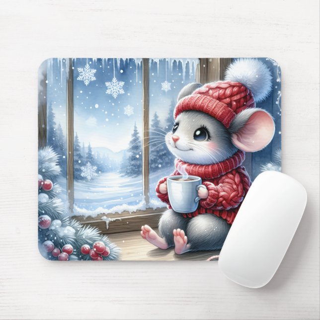 Christmas Mouse In Window Pad (With Mouse)