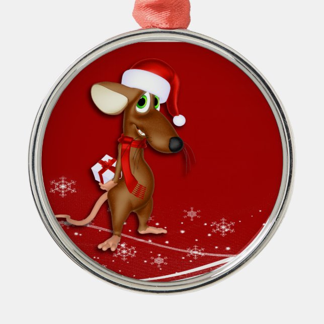 Christmas Mouse Metal Ornament (Front)