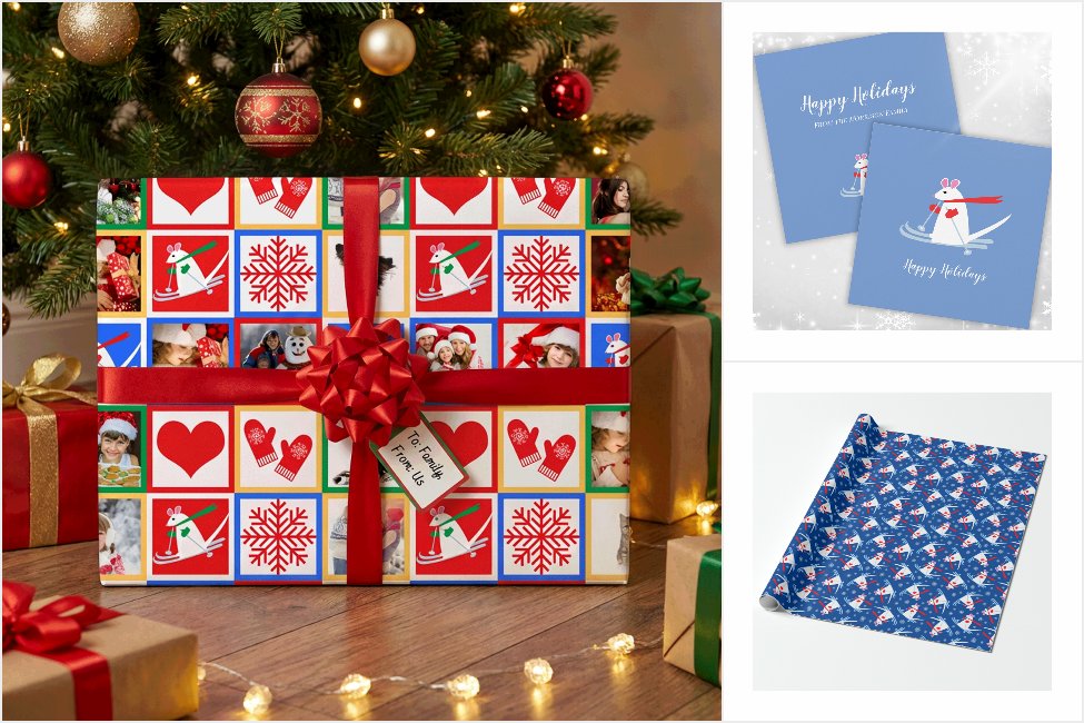 Christmas Mouse on Skis