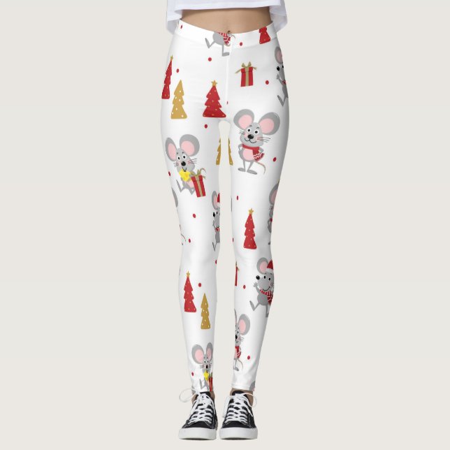 Christmas Mouse Pattern Leggings (Front)