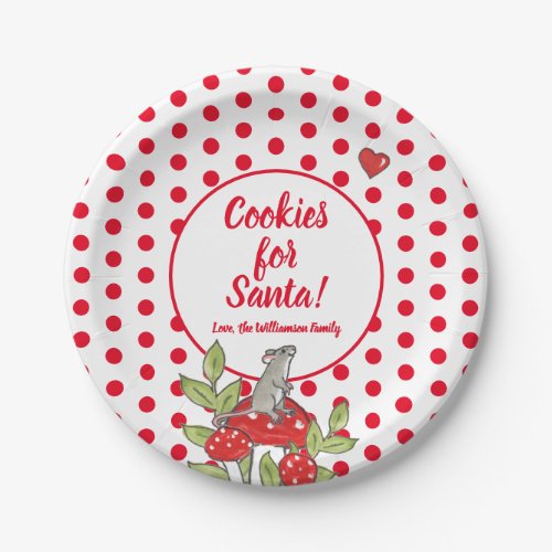 Christmas Mouse Red Polka Dot Custom Santa Cookie Paper Plates