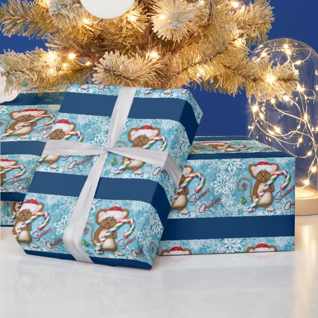 Christmas Mouse Scene Holiday wrapping paper (Holidays)
