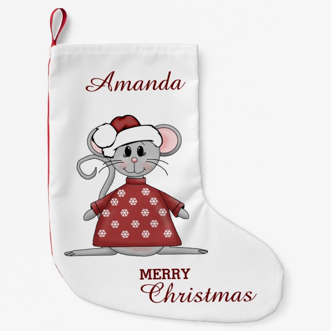 Christmas Mouse Small Christmas Stocking (Front)
