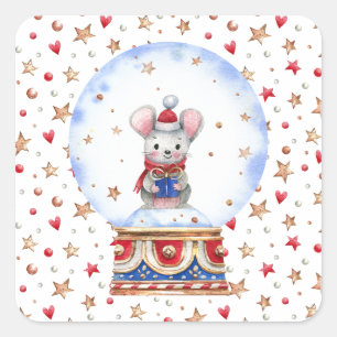 Christmas mouse square sticker