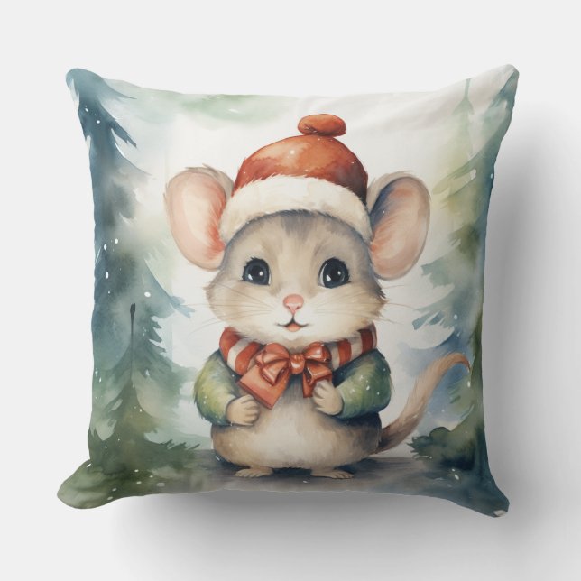 Christmas Mouse Throw Pillow (Front)