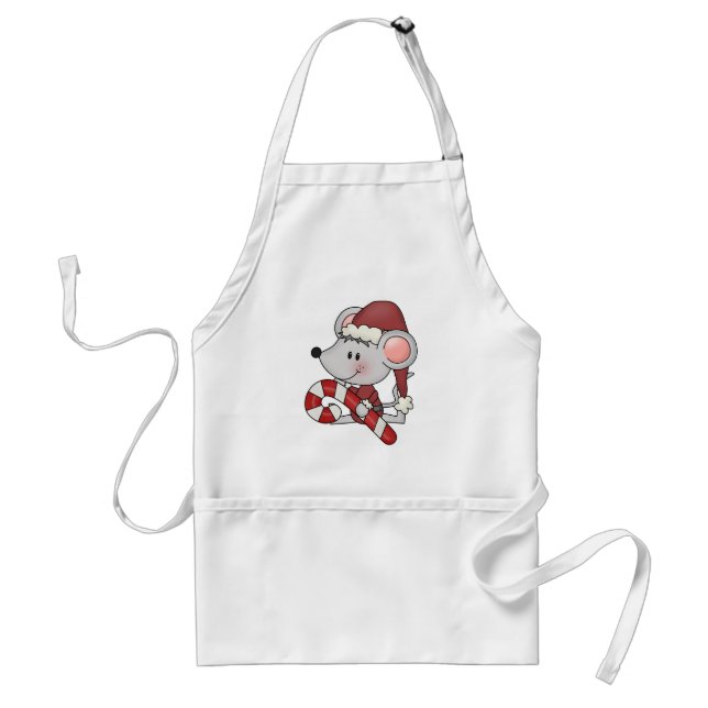 Christmas Mouse With Candy Cane Adult Apron (Front)