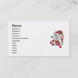 Christmas Mouse With Candy Cane Business Card