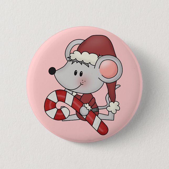 Christmas Mouse With Candy Cane Button (Front)