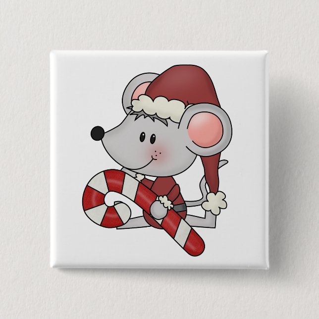 Christmas Mouse With Candy Cane Button (Front)
