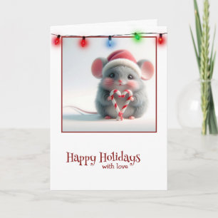 Christmas Mouse With Candy Cane Heart Card