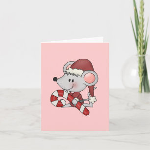Christmas Mouse With Candy Cane Holiday Card