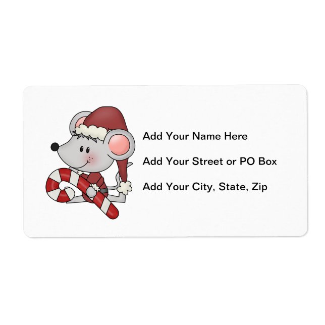 Christmas Mouse With Candy Cane Label (Front)