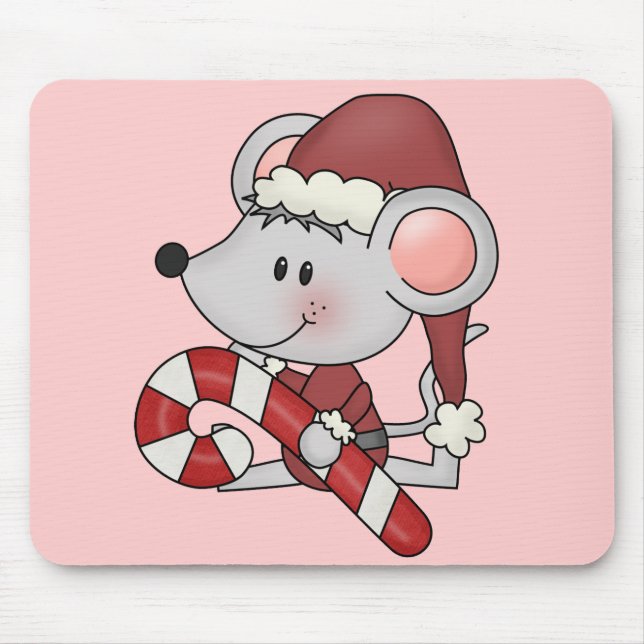 Christmas Mouse With Candy Cane Mouse Pad (Front)