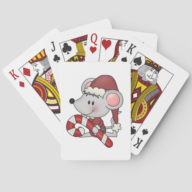 Christmas Mouse With Candy Cane Poker Cards (Back)