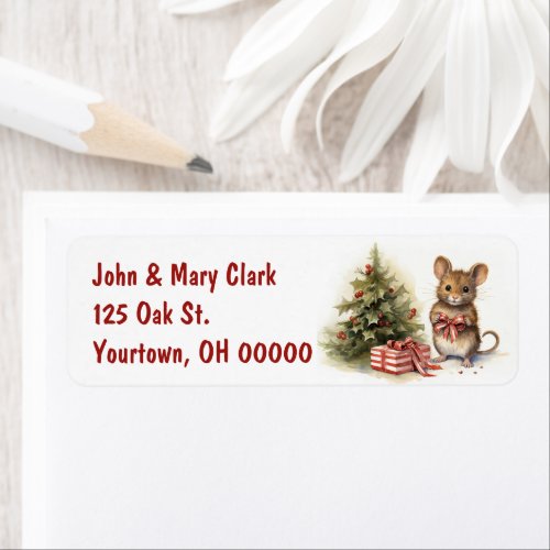Christmas Mouse With Gifts Label