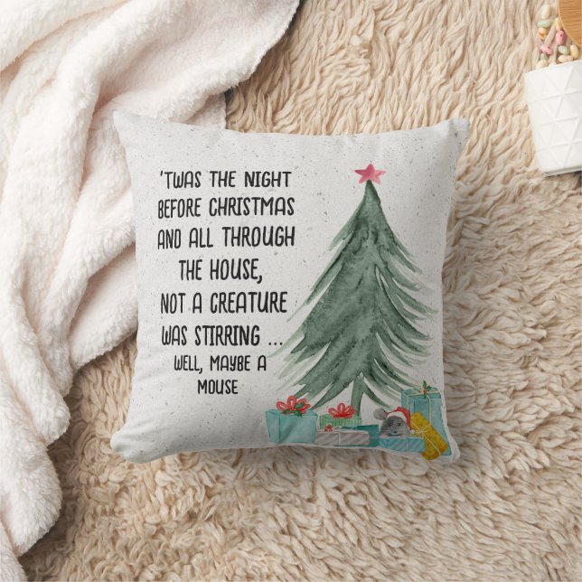 Christmas Mouse with Gifts Throw Pillow (Blanket)