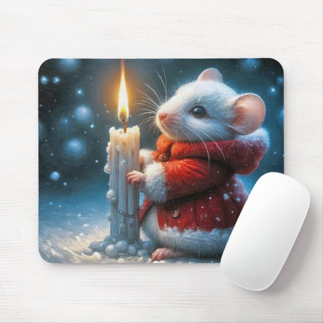 Christmas Mouse With Glowing Candle Mouse Pad (With Mouse)