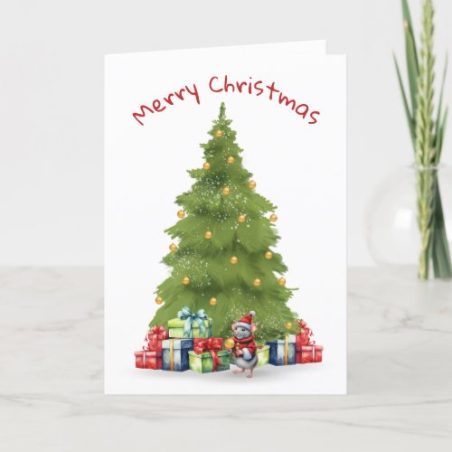 Christmas Mouse With Ornament Holiday Card