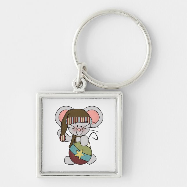 Christmas Mouse With Ornament Keychain (Front)