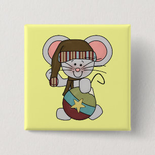 Christmas Mouse With Ornament Pinback Button