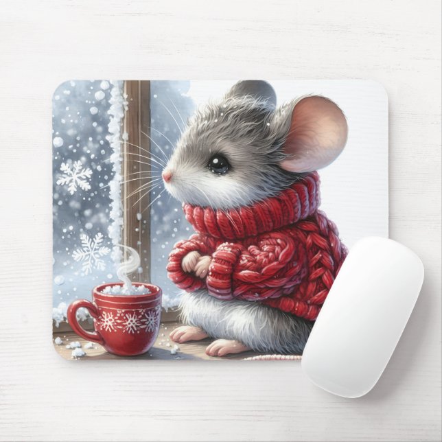 Christmas Mouse With Steaming Hot Cocoa Mouse Pad (With Mouse)