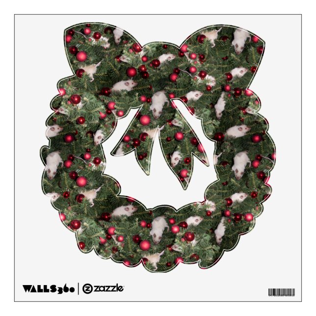 Christmas Mouse: Wreath Wall Decal (Front)