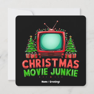  Christmas Movie Junkie Retro Holiday Funny Matchi Invitation