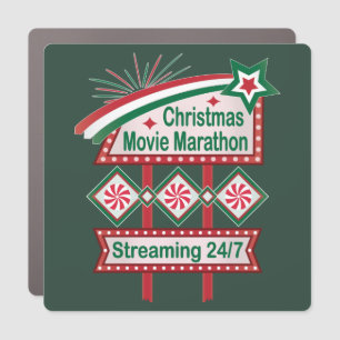 Christmas Movie Marathon Retro Marquee Festive Car Magnet