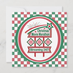 Christmas Movie Marathon Retro Marquee Festive Invitation
