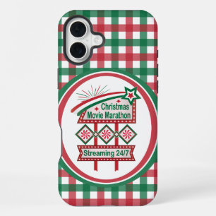Christmas Movie Marathon Retro Marquee Festive iPhone 16 Plus Case