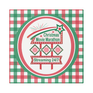 Christmas Movie Marathon Retro Marquee Festive Metal Print