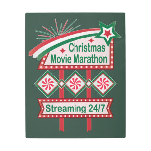 Christmas Movie Marathon Retro Marquee Festive Metal Print