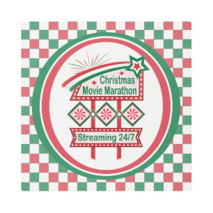 Christmas Movie Marathon Retro Marquee Festive Metal Print