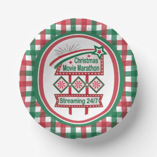 Christmas Movie Marathon Retro Marquee Festive Paper Bowls