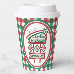 Christmas Movie Marathon Retro Marquee Festive Paper Cups