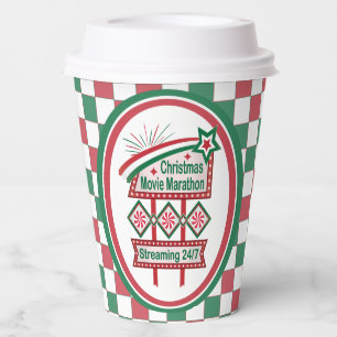 Christmas Movie Marathon Retro Marquee Festive Paper Cups
